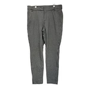 Old Navy High Rise Pixie Pants Plaid Skinny Stretch Check Black White Size 14